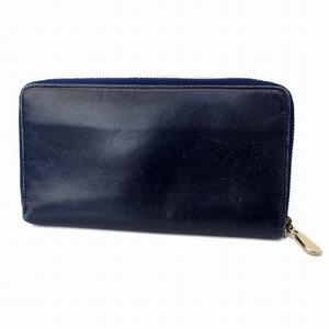 クロエ CHLOE 長財布 ラウンドファスナー リボン レザー 紺 茶 