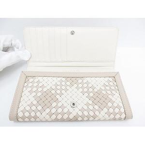 DISSONA 小物 財布 長財布 編み込みデザイン 多数カード収納 ベージュ