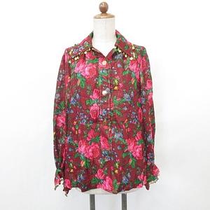 ハナエモリ HANAE MORI ブラウス シャツ 長袖 シャツカラー タック 