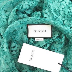 未使用品 グッチ GUCCI シャツ レース 刺繍 長袖 花柄 大きいサイズ 緑 