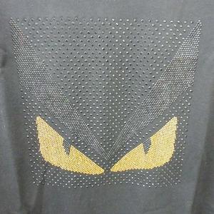 フェンディ　モンスター　ラインストーン装飾 半袖Tシャツ グレー　44 フェンディモンスターラインストーン装飾 半袖Tシャツ グレー44