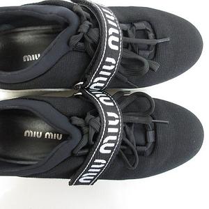 良品◎miumiu スニーカー メッシュ ロゴ 厚底 ストレッチ 36.5 黒 良品◎miumiu スニーカー メッシュ ロゴ 厚底 ストレッチ 36.5