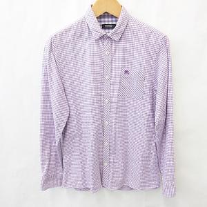 BURBERRYパープルチェック柄 長袖シャツ