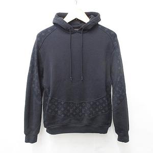 正規　LOUIS VUITTON モノグラム　サークルカット　フーディ　黒S LOUIS VUITTON モノグラムサークルカットフーディ黒S