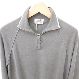 ▲エルメス カシミヤ ハーフジップ メンズニット セーター グレー HERMES（エルメス） ハーフジップ カシミア100％ 長袖ニット メンズ