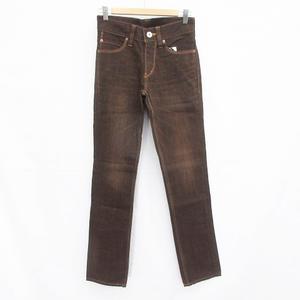 未使用品 ランヘリ RANHERRI 尾州デニム BISHU DENIM パンツ カラーデニム ジーンズ ストレート ロング ビンテージ加工 綿 茶 ブラウン 29 メンズ