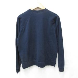 グッチ GUCCI トレーナー 長袖 丸首 リブ プリント ロゴ 綿 紺 ネイビー L  メンズ