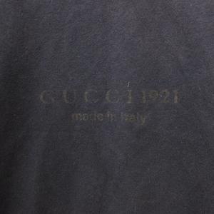グッチ GUCCI トレーナー 長袖 丸首 リブ プリント ロゴ 綿 紺 ネイビー L  メンズ