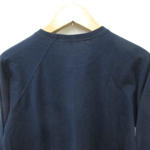 グッチ GUCCI トレーナー 長袖 丸首 リブ プリント ロゴ 綿 紺 ネイビー L  メンズ