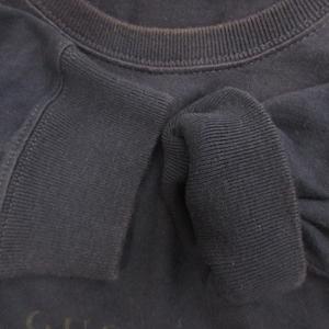 グッチ GUCCI トレーナー 長袖 丸首 リブ プリント ロゴ 綿 紺 ネイビー L  メンズ