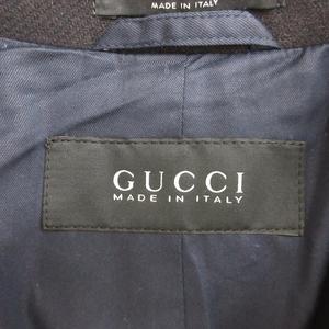 グッチ GUCCI コート Pコート ダブル テーラーカラー ベンツ 紺 ネイビー 50 ☆AA★ メンズ