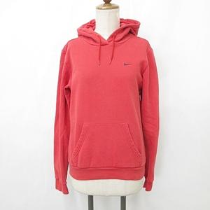 ナイキ NIKE パーカ スポーツウエア 長袖 フード スウェット 裏起毛 刺繍 コットン 赤 レッド S ☆AA★ レディース