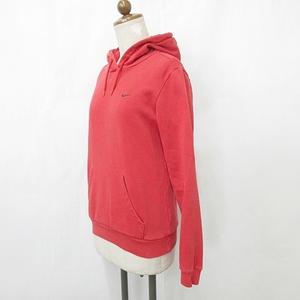 ナイキ NIKE パーカ スポーツウエア 長袖 フード スウェット 裏起毛 刺繍 コットン 赤 レッド S ☆AA★ レディース