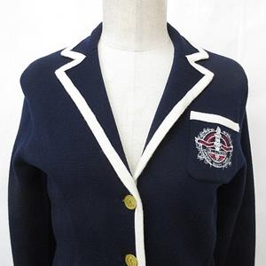 LAUREN RALPH LAUREN ニットジャケット ロゴ刺繍 金ボタン M ラルフローレン RALPH LAUREN ジャケット ニット テーラージャケット