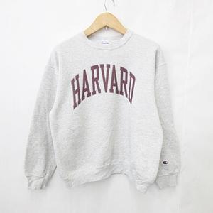 チャンピオン CHAMPION USA製 トレーナー 長袖 丸首 プリント ロゴ スウェット 裏起毛  杢グレー  L メンズ