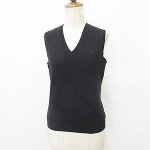 ラルフローレン RALPH LAUREN GOLF ゴルフ スポーツウエア ニット ベスト プルオーバー Vネック 刺繍 カシミヤ 綿 黒 ブラック M レディース