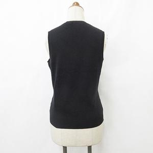 ラルフローレン RALPH LAUREN GOLF ゴルフ スポーツウエア ニット ベスト プルオーバー Vネック 刺繍 カシミヤ 綿 黒 ブラック M レディース