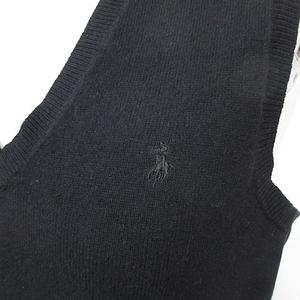 ラルフローレン RALPH LAUREN GOLF ゴルフ スポーツウエア ニット ベスト プルオーバー Vネック 刺繍 カシミヤ 綿 黒 ブラック M レディース