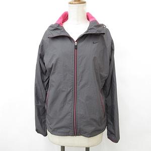 ナイキ NIKE ジャケット スポーツウェア 長袖 ジップアップ フード ロゴ グレー ピンク L レディース