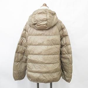 ユニクロ UNIQLO ダウンジャケット ジップアップ フード ブラウン ベージュ XL レディース