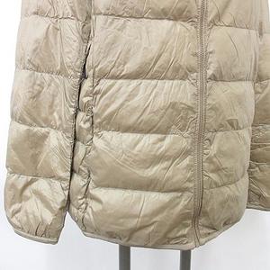 ユニクロ UNIQLO ダウンジャケット ジップアップ フード ブラウン ベージュ XL レディース