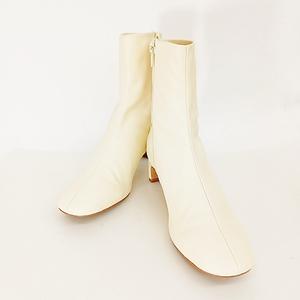 アダムエロペ Adam et Rope' ブーツ ショートブーツ サイドジップ クリーム ベージュ 23 レディース