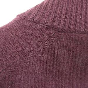 プラダ PRADA ニット セーター 長袖 ハーフジップ ハイネック エルボーパッチ UMA599R162 1GE5 毛 カシミヤ 山羊革 紫 パープル ボルドー ワイン 52 メンズ