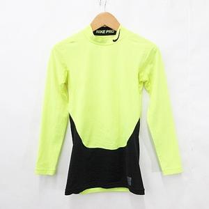 ナイキ NIKE PRO スポーツウエア コンプレッションウエア シャツ ハイネック 長袖 黄 緑 黒 イエロー グリーン ブラック M メンズ