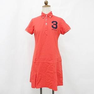 アディダス adidas テーラーメイド ワンピース シャツワンピ ポロワンピ ゴルフ スポーツウェア 半袖 ボタンダウン 赤 レッド M レディース