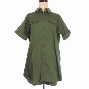 未使用品 ジースターロウ G-Star RAW Rovic Long Boyfriend Shirt ロビック ロング ボーイフレンド ミリタリー シャツ 半袖 ロゴ M カーキ D01376-3315-724 国内正規 レディース