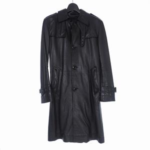 ユナイテッドアローズホワイトレーベル UNITED ARROWS White Label ラムレザー トレンチコート 羊革 1 黒 ブラック メンズ