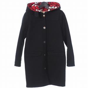 メゾンキツネ MAISON KITSUNE ロゴボタン ウール混 フード付き コート M ブラック 黒 KWO-0755-B メンズ