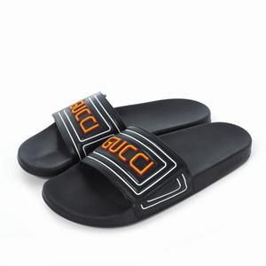 グッチ GUCCI ロゴ スライド サンダル レザー ラバー 10 29cm 黒 ブラック 515072 メンズ