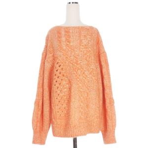 マメクロゴウチ  Mame Kurogouchi 21AW Multi-Pattern Cable Knitted Sweater ケーブルニット セーター 長袖 1 オレンジ MM21FW-KN035 レディース