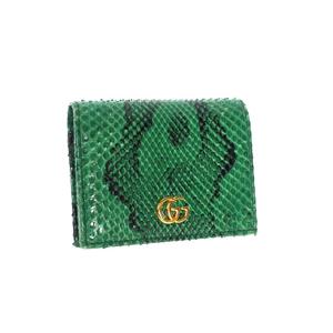 グッチ GUCCI Gマーモント レザー パイソン コンパクトウォレット 二つ折り財布 グリーン 緑 456126  メンズ レディース