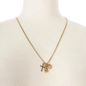 未使用品 ディースクエアード DSQUARED2 23AW 3モチーフ ネックレス アクセサリー UNI アンティークゴールド S82NE0232 国内正規 メンズ レディース