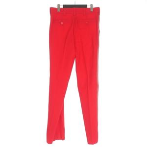 バーバリー BURBERRY イタリア製 サイドレザー ストレートパンツ スラックス 48 レッド 赤 4565579 国内正規 メンズ