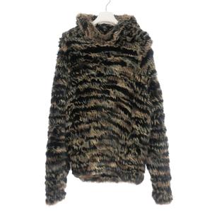 イサムカタヤマバックラッシュ ISAMU KATAYAMA BACKLASH ラビットファー プルオーバーフーディ パーカー 長袖 ベージュ/ブラック  メンズ