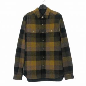 リックオウエンス Rick Owens 24AW OUTERSHIRT アウターシャツ チェック ウール 長袖 48 イエロー HONEY PLAID RU02D6729 国内正規 メンズ