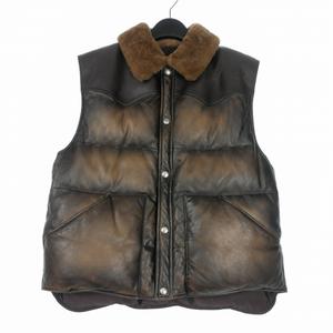 プラダ PRADA ナッパレザー ダウンベスト ジャケット シープスキン 48 ブラウン 茶 UPT129 国内正規 メンズ