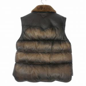プラダ PRADA ナッパレザー ダウンベスト ジャケット シープスキン 48 ブラウン 茶 UPT129 国内正規 メンズ