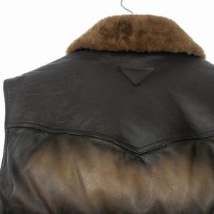 プラダ PRADA ナッパレザー ダウンベスト ジャケット シープスキン 48 ブラウン 茶 UPT129 国内正規 メンズ