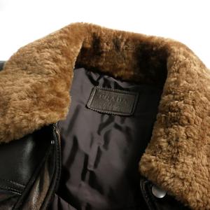 プラダ PRADA ナッパレザー ダウンベスト ジャケット シープスキン 48 ブラウン 茶 UPT129 国内正規 メンズ
