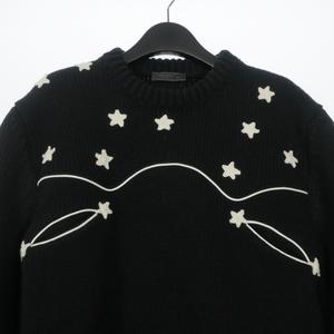 プラダ PRADA 25AW オーバーサイズ シェットランドウール セーター ニット 長袖 46 ブラック 黒 UMF074 国内正規 メンズ