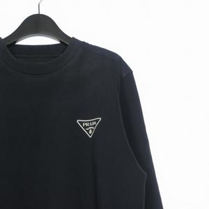 プラダ PRADA トライアングルロゴ スウェット トレーナー 長袖 XL ネイビー 紺 UJL21A 国内正規 メンズ