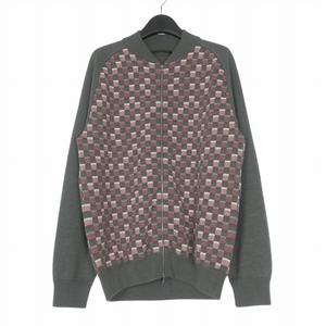 ルイヴィトン LOUIS VUITTON ダミエ ニットジャケット ブルゾン 長袖 S グレー/レッド/ホワイト RM101M MQKN41M98 国内正規 メンズ