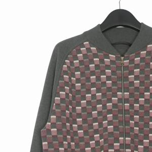 ルイヴィトン LOUIS VUITTON ダミエ ニットジャケット ブルゾン 長袖 S グレー/レッド/ホワイト RM101M MQKN41M98 国内正規 メンズ