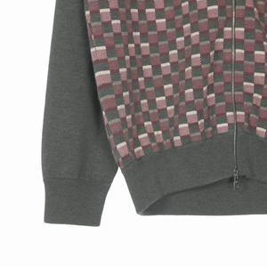 ルイヴィトン LOUIS VUITTON ダミエ ニットジャケット ブルゾン 長袖 S グレー/レッド/ホワイト RM101M MQKN41M98 国内正規 メンズ