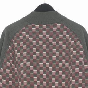 ルイヴィトン LOUIS VUITTON ダミエ ニットジャケット ブルゾン 長袖 S グレー/レッド/ホワイト RM101M MQKN41M98 国内正規 メンズ