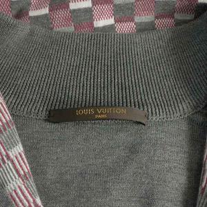 ルイヴィトン LOUIS VUITTON ダミエ ニットジャケット ブルゾン 長袖 S グレー/レッド/ホワイト RM101M MQKN41M98 国内正規 メンズ